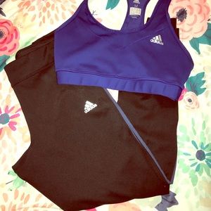 Adidas Climacool leggings Black with blue stripes